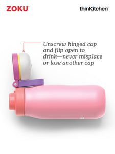 Zoku Ultralight Stainless Steel Bottle, Pink, 500ml