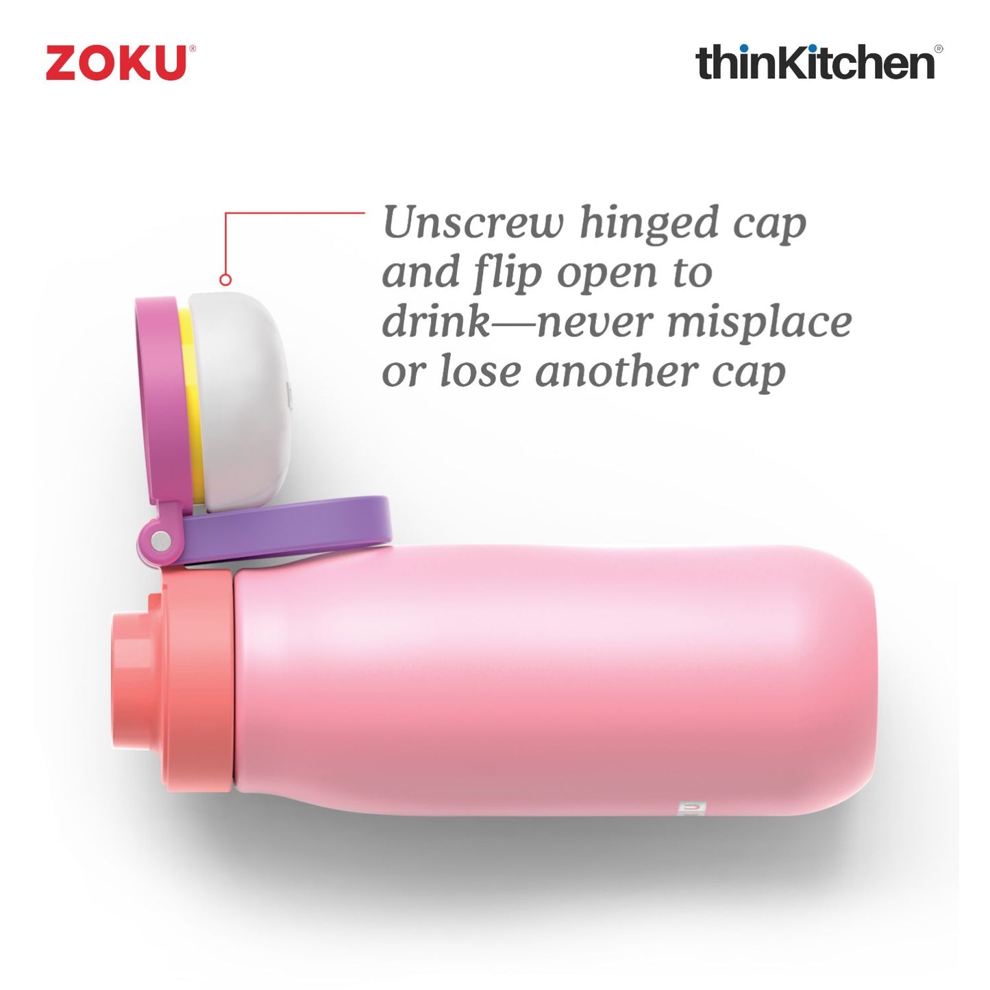 Zoku Ultralight Stainless Steel Bottle Pink