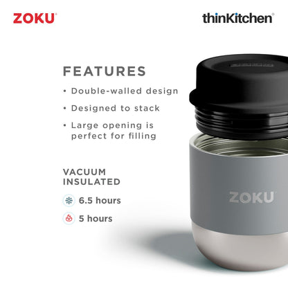 Zoku Stainless Steel Food Jar Grey