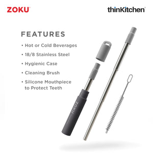 Zoku Grey Two Tone Pocket Straw