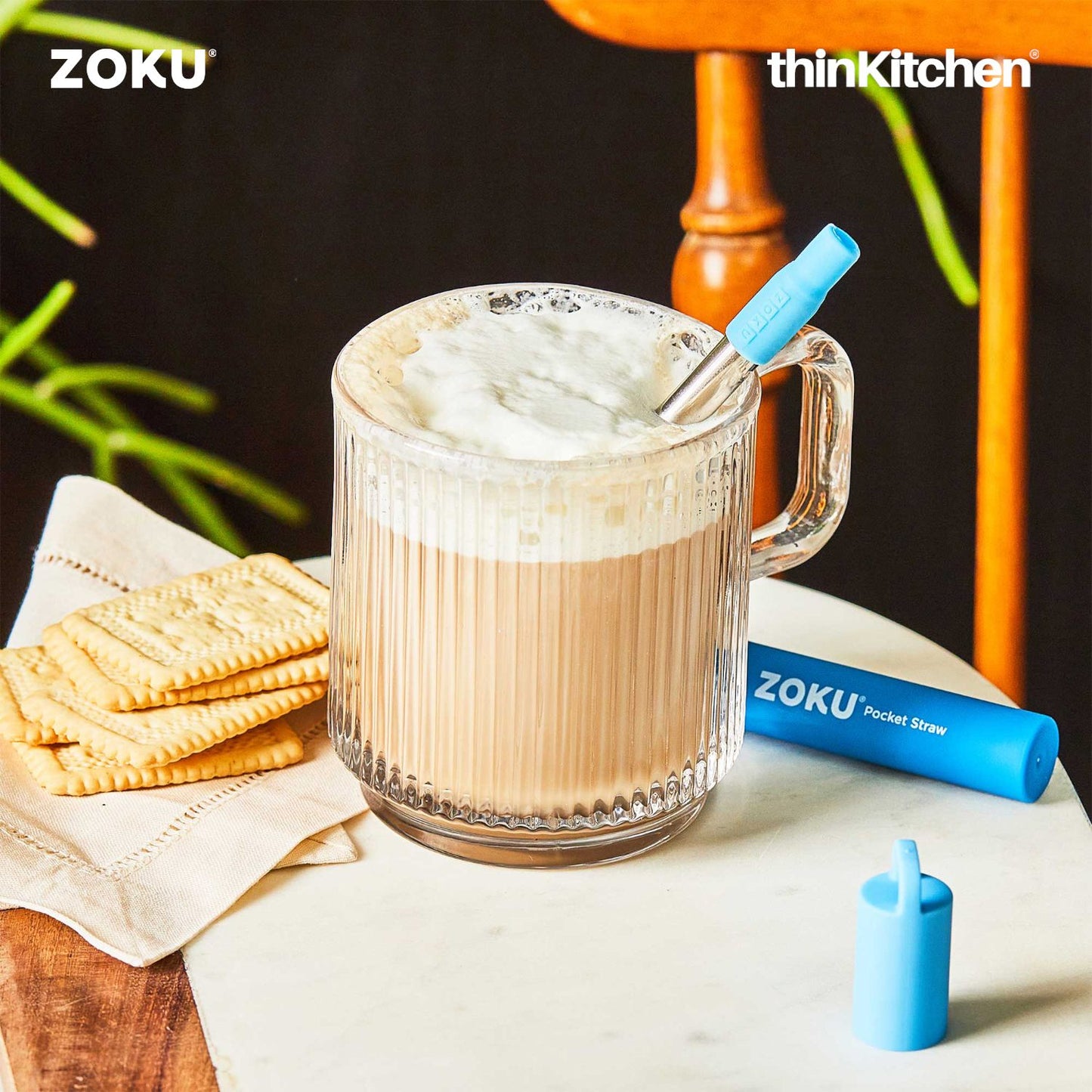 Zoku Blue Two Tone Pocket Straw