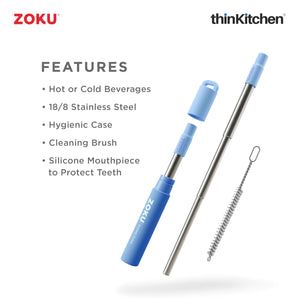 Zoku Blue Two Tone Pocket Straw