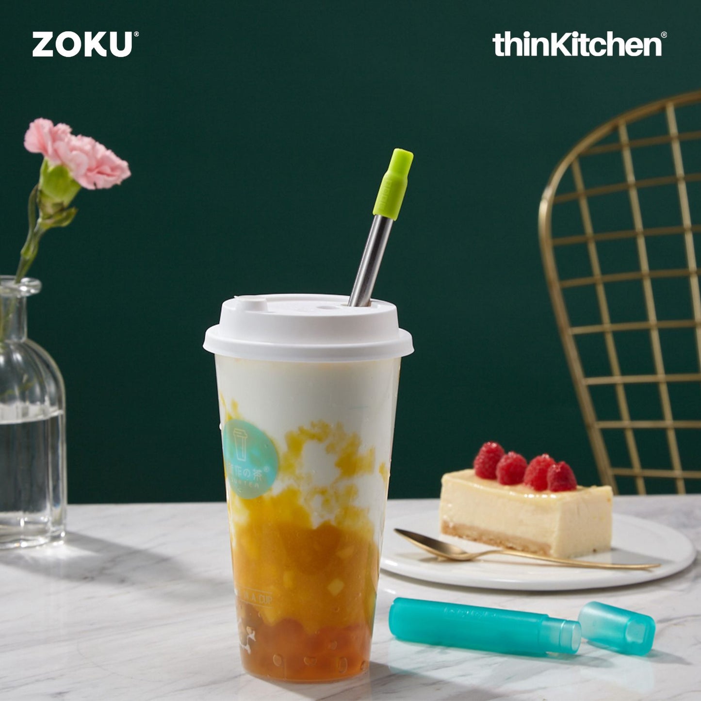 Zoku Teal Two Tone Pocket Straw