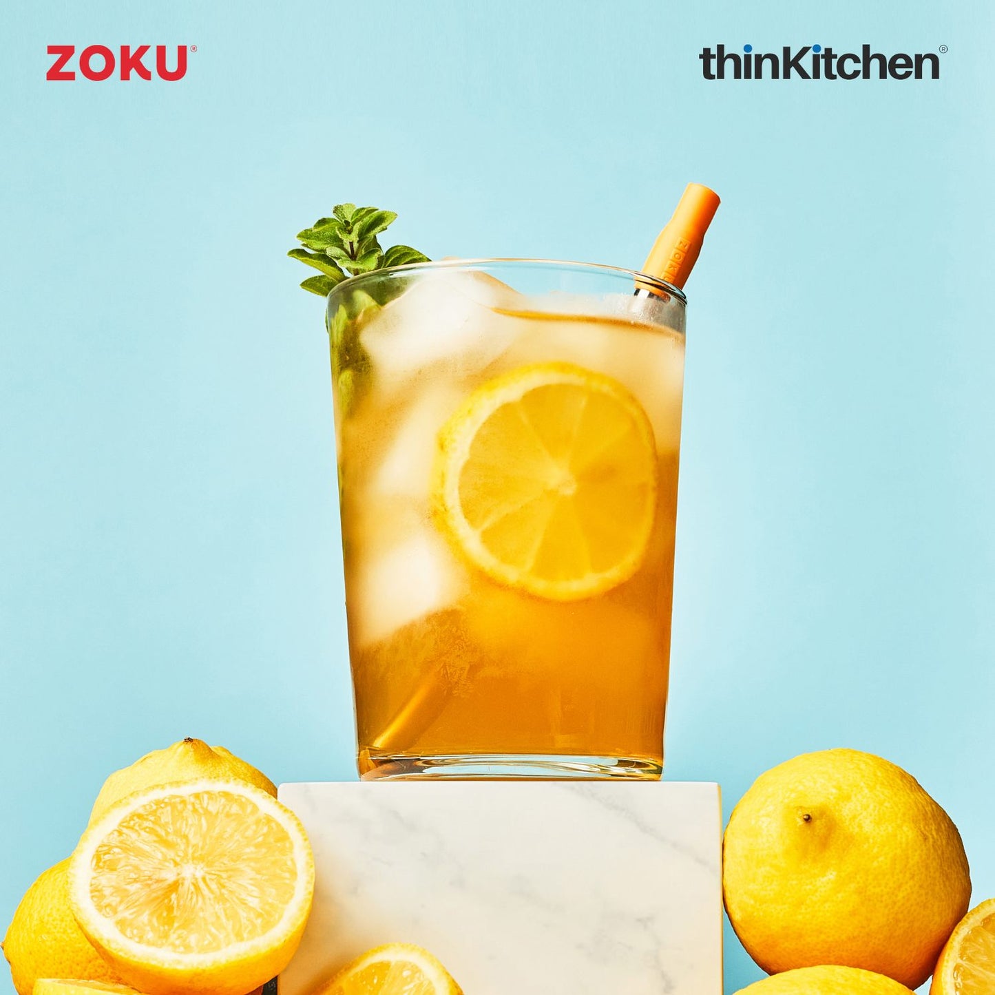 Zoku Orange Two Tone Pocket Straw