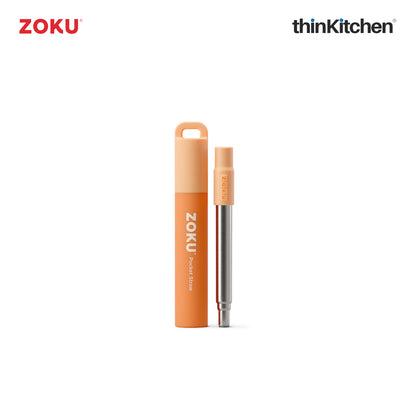 Zoku Orange Two Tone Pocket Straw