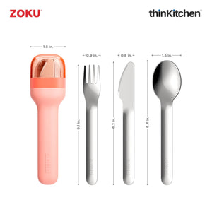 Zoku Stainless Steel Pocket Utensil Set - Peach