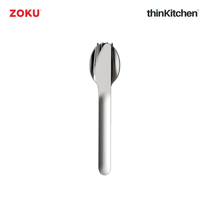 Zoku Stainless Steel Kids Pocket Utensil Set Peach
