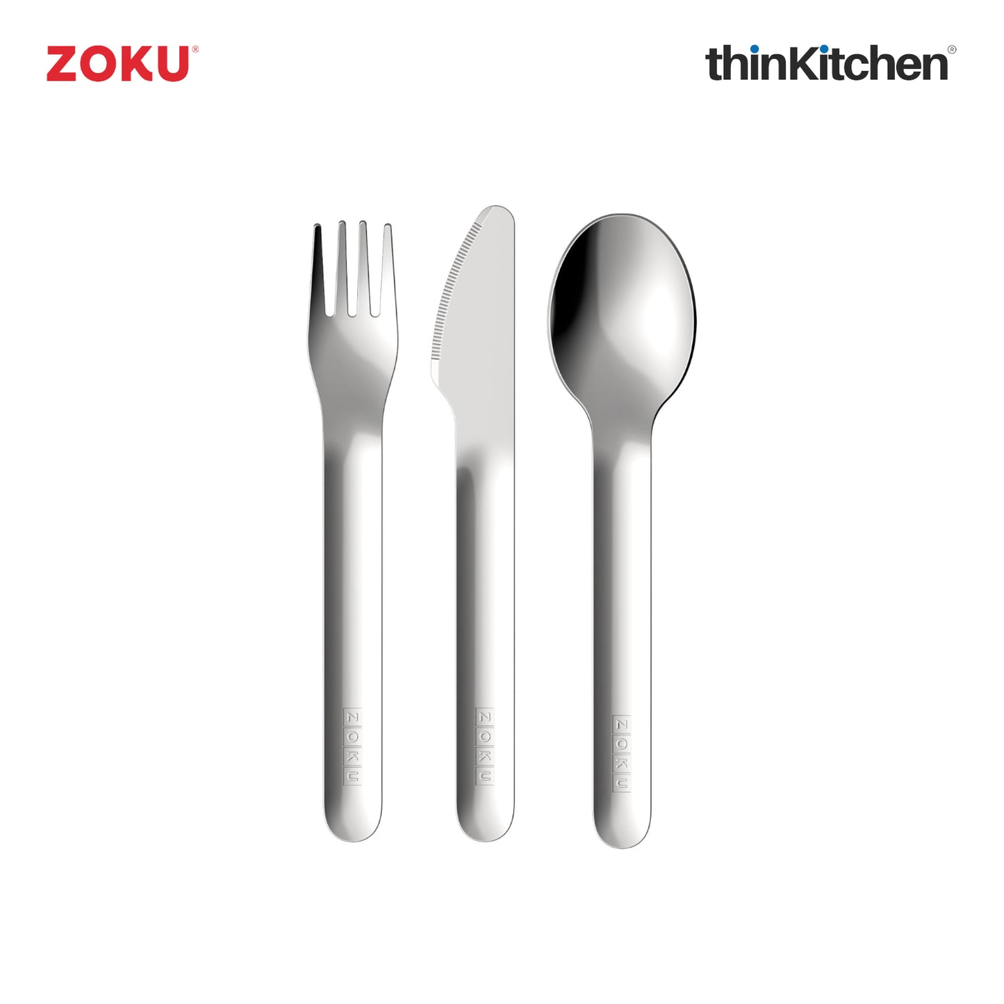 Zoku Stainless Steel Kids Pocket Utensil Set Peach