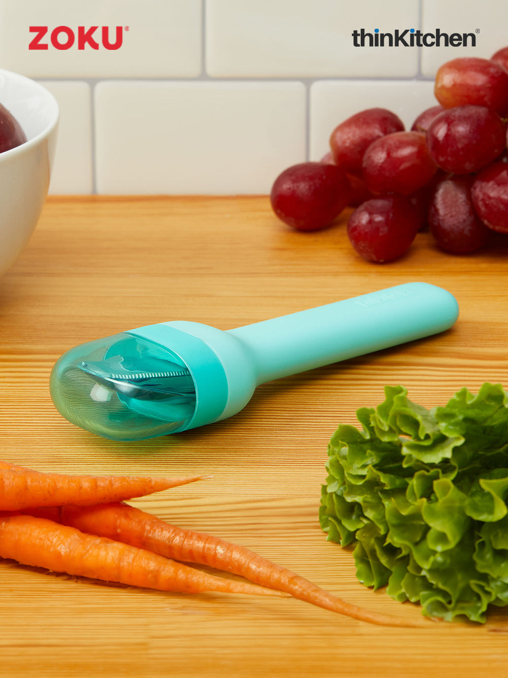 Zoku Stainless Steel 3-Piece Premium Kids Pocket Utensil Set - Fork, Knife, Spoon in Travel Case, Teal Green