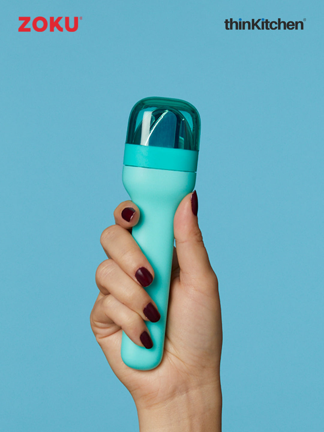 Zoku Teal Pocket Utensils 1 Case, 1 Travel Spoon, 1 Travel Fork, 1 Travel Knife