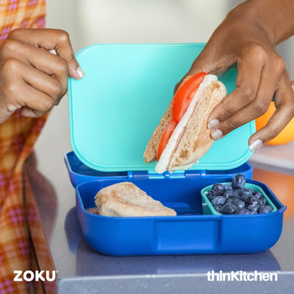 Zoku Neat Bento Jr Kids Lunch Box | Blue Kids Lunch Box