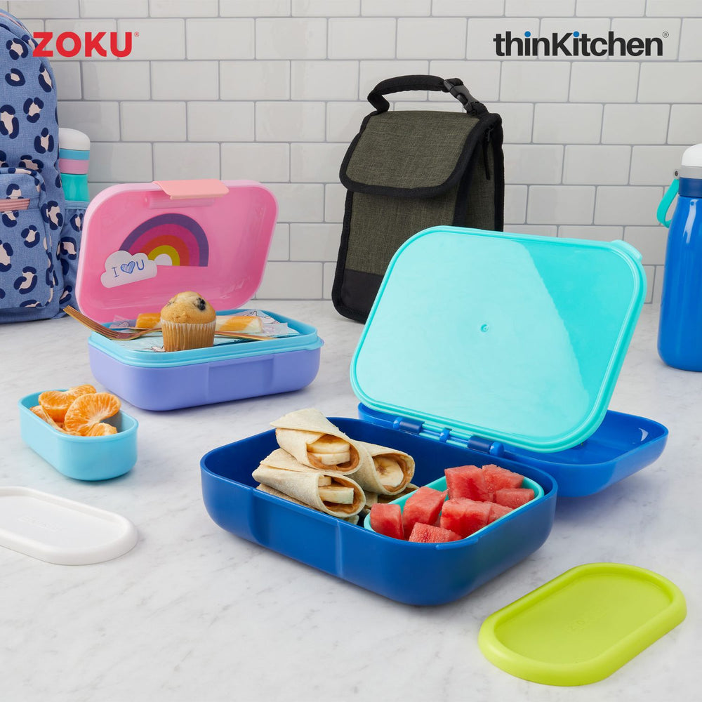 Zoku Mini Premium Blue Bento Lunch Box for Kids, Lightweight, BPA free