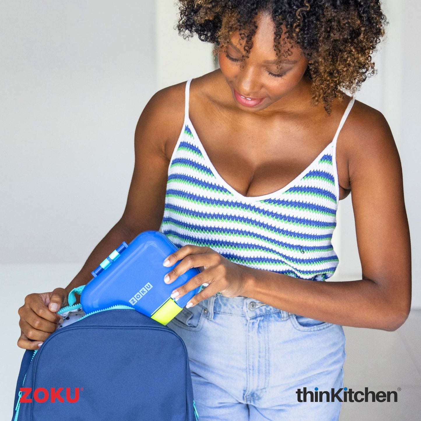 Zoku Neat Bento Jr Kids Lunch Box | Blue Kids Lunch Box