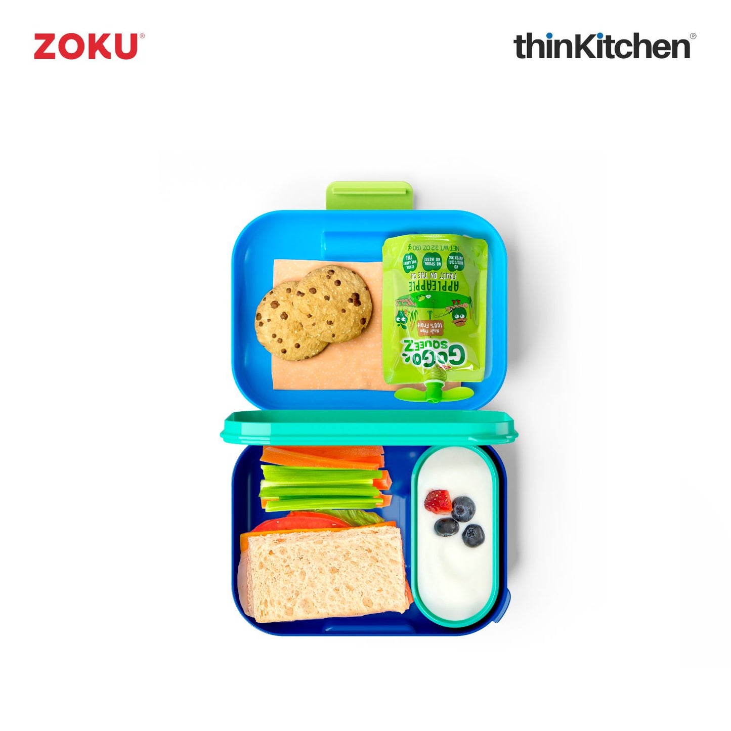Zoku Neat Bento Jr Kids Lunch Box | Blue Kids Lunch Box