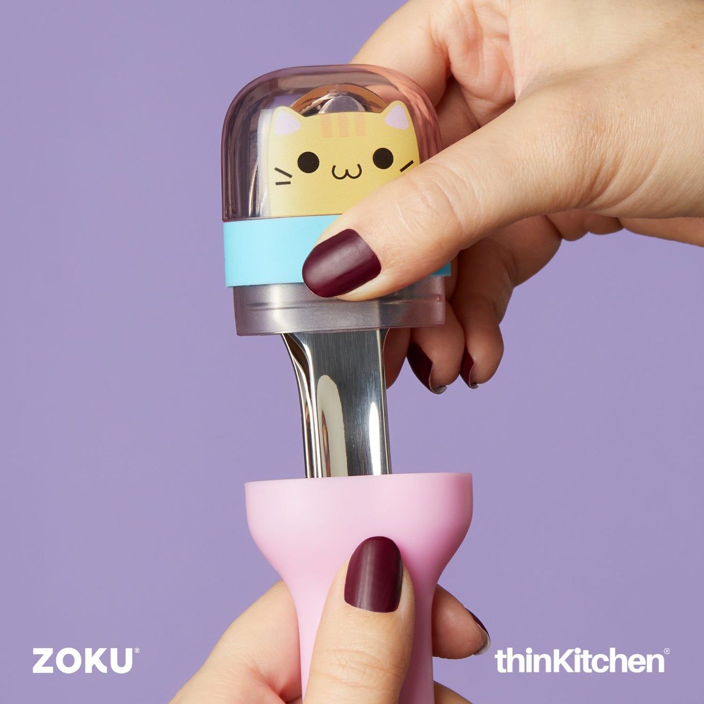Zoku Stainless Steel Kids Pocket Utensil Set Kitty