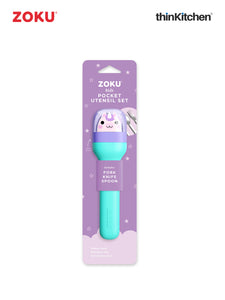 Zoku Stainless Steel Kids Pocket Utensil Set - Unicorn