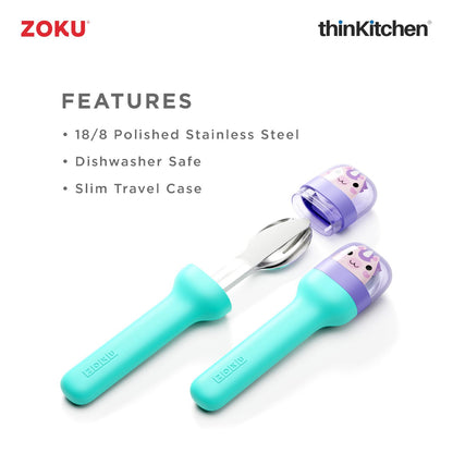 Zoku Stainless Steel Kids Pocket Utensil Set Unicorn