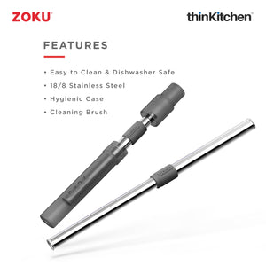 Zoku Jumbo Pocket Straw - Charcoal