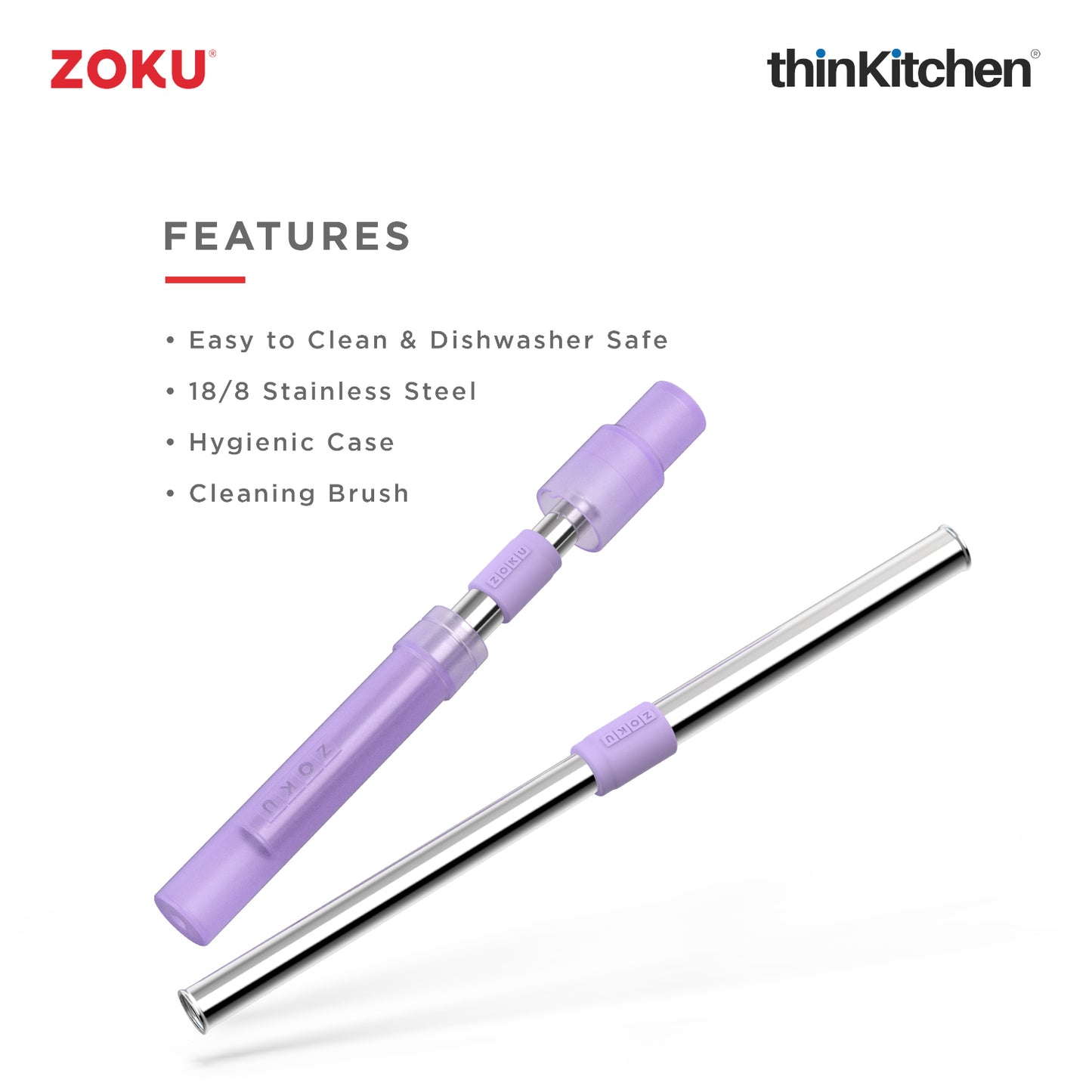 Zoku Jumbo Pocket Straw Purple