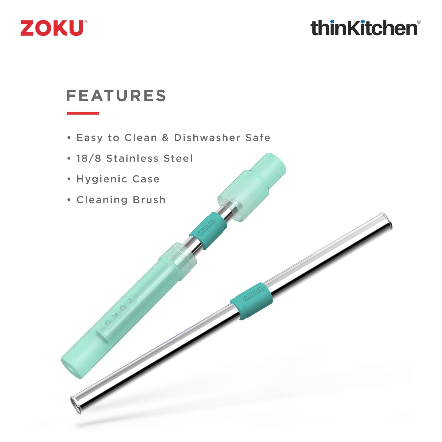 Zoku Jumbo Pocket Straw Teal