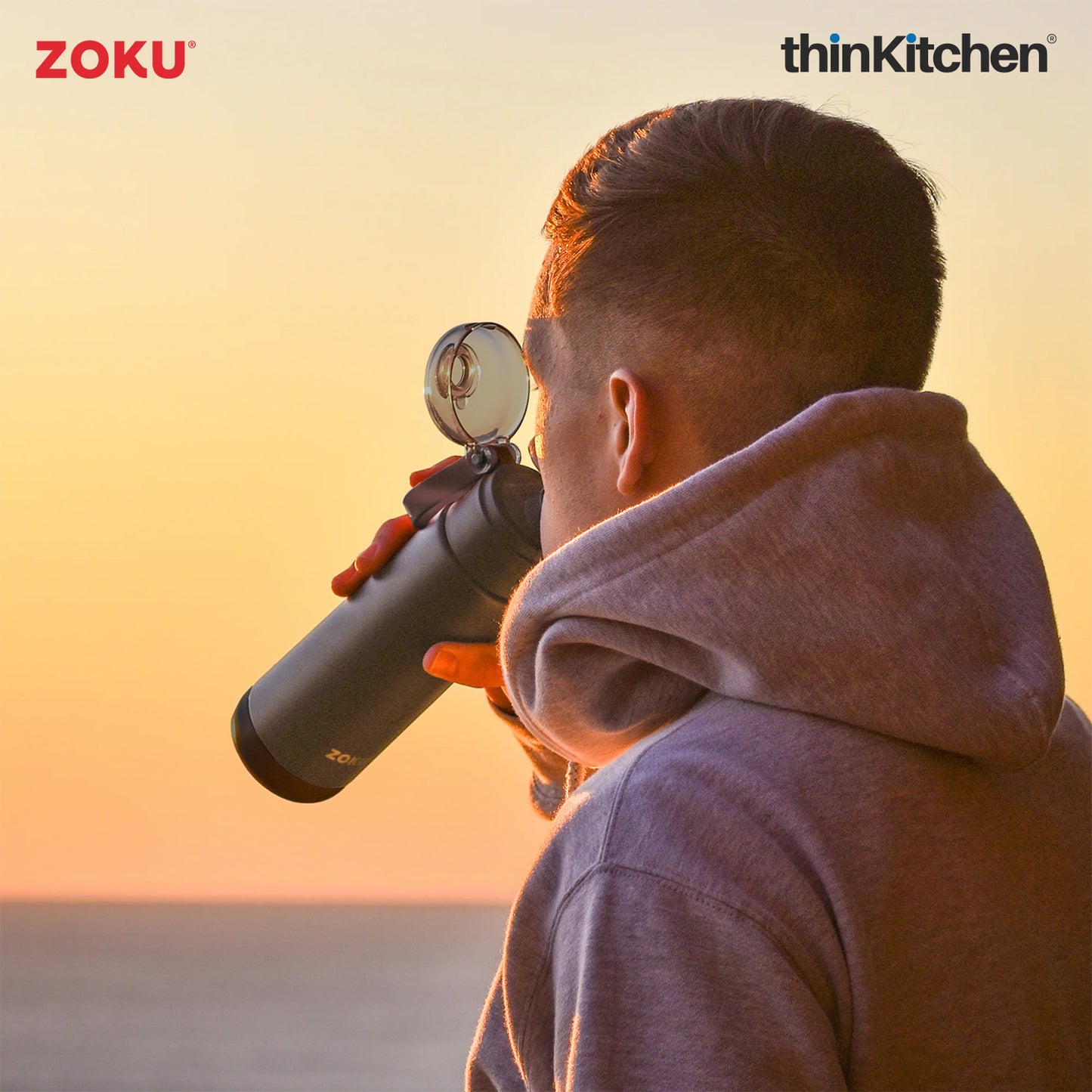 Zoku Grey Stainless Steel Sports Bottle 500ml