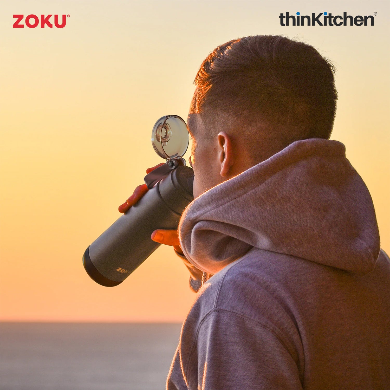 Zoku Grey Stainless Steel Sports Bottle 500ml - 3