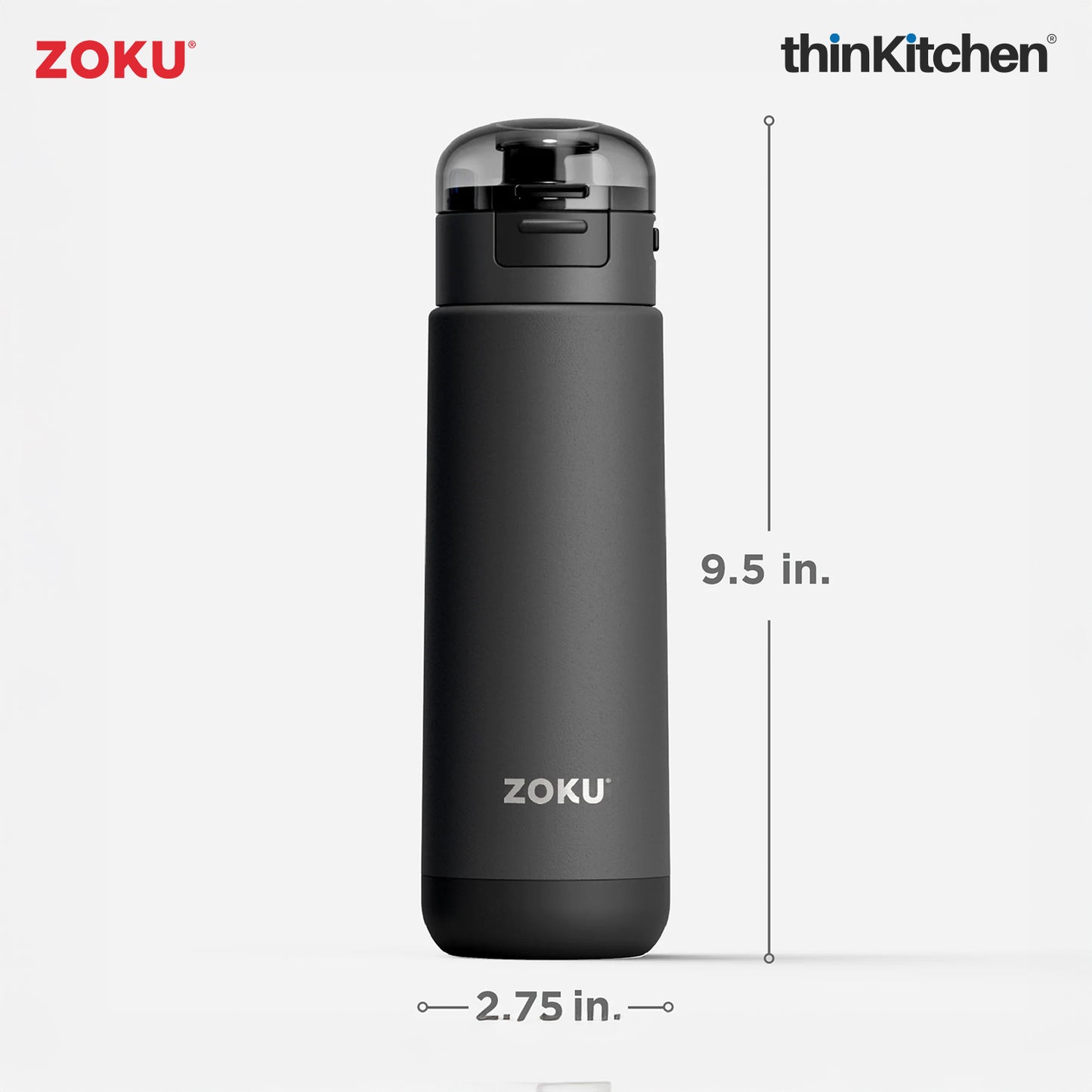 Zoku Grey Stainless Steel Sports Bottle 500ml
