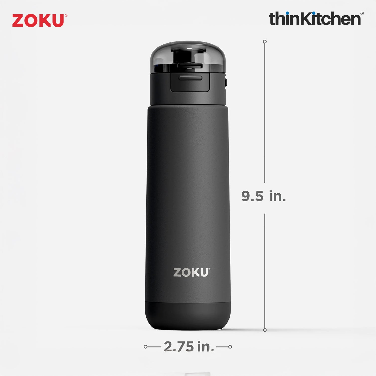 Zoku Grey Stainless Steel Sports Bottle 500ml - 2