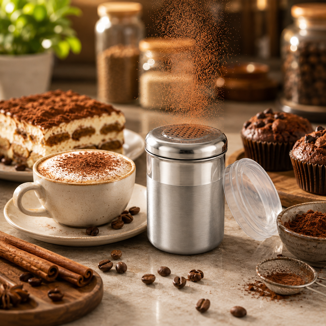 Culinex Stainless Steel Small Portable 120ml Fine Dispenser Shaker for Icing Sugar, Cocoa, Cinnamon, Baking Sprinkler  - 6 x 5 cms - 3