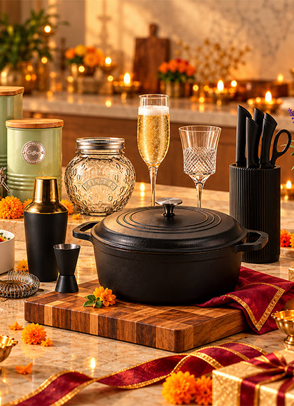 Festive kitchen and table setting