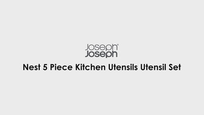 Joseph Joseph Premium Nestable 5-Pc Nylon Kitchen Cooking Utensil Set, Non Stick Safe | Compact, Magnetic, Heat Resistant