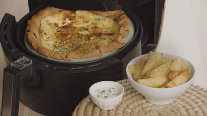 LÉKUÉ Premium Air Fryer Mould 6 Inch, Platinum Silicone Non-Stick Liner, Green Air Fryer Basket Protector