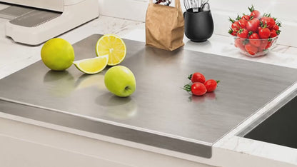 Premium Stainless Steel Counter Top Chopping Board 1.5 mm Thick – 12 x 16 Inches |  Heavy Duty Food-Grade Metal Kitchen Cutting Board