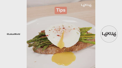 LÉKUÉ Poached Egg Cooker Set of 2, Egg Poacher for Poached Eggs in 3 Minutes, Silicone & Stainless Steel