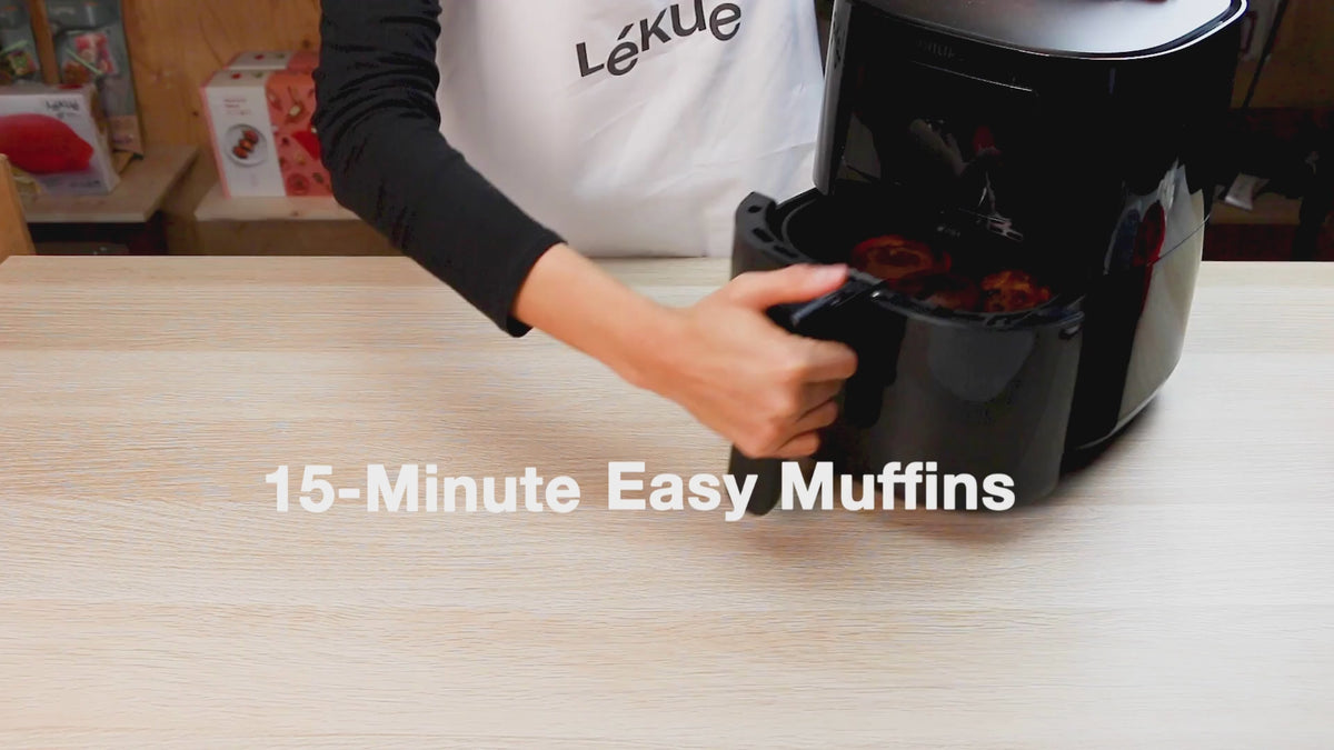 LÉKUÉ Premium Muffin Moulds Set of 6, 7cm Platinum Silicone Non-Stick Moulds, Muffin Cups - 4