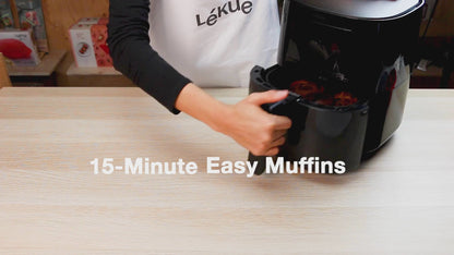 LÉKUÉ Premium Muffin Moulds Set of 6, 7cm Platinum Silicone Non-Stick Moulds, Muffin Cups