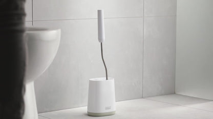 Premium Bathroom Toilet Brush with Holder - Flex™ Lite , Light Grey | UK Crafted For thinKitchen