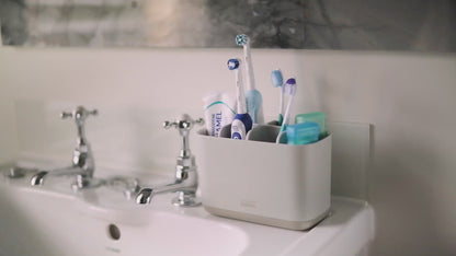 Joseph Joseph EasyStore Matte Finish Toothbrush Caddy  - Large | Bathroom Sink Organizer with Partitions