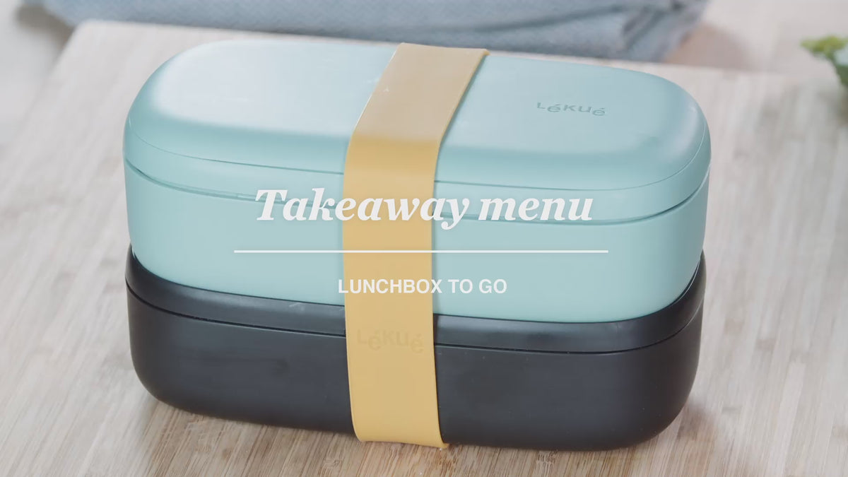LÉKUÉ Premium Lunch Box To Go 1L, Leakproof, Airtight 2 x 500ml Containers - Black, Microwave Safe - 6