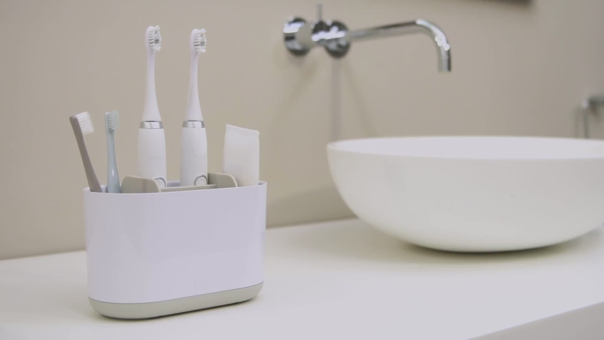 Premium Duo Detachable Toothbrush Caddy - Large | Bathroom Sink Organizer with Partitions , White - 4