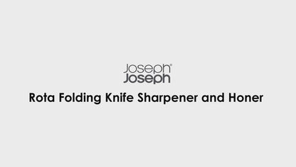 Joseph Joseph Rota Folding Knife Sharpener and Honer – Compact, Dual Ceramic Sharpening Wheels, Safe & Ergonomic Design for Stainless Steel Knives