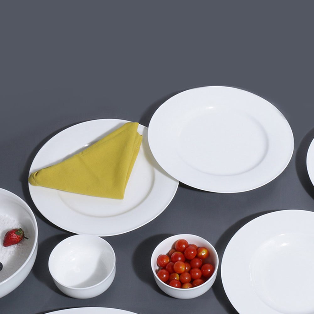 Monno 7.3" Premium Bone China, White Small Plates for Snack & Dessert, Set of 2