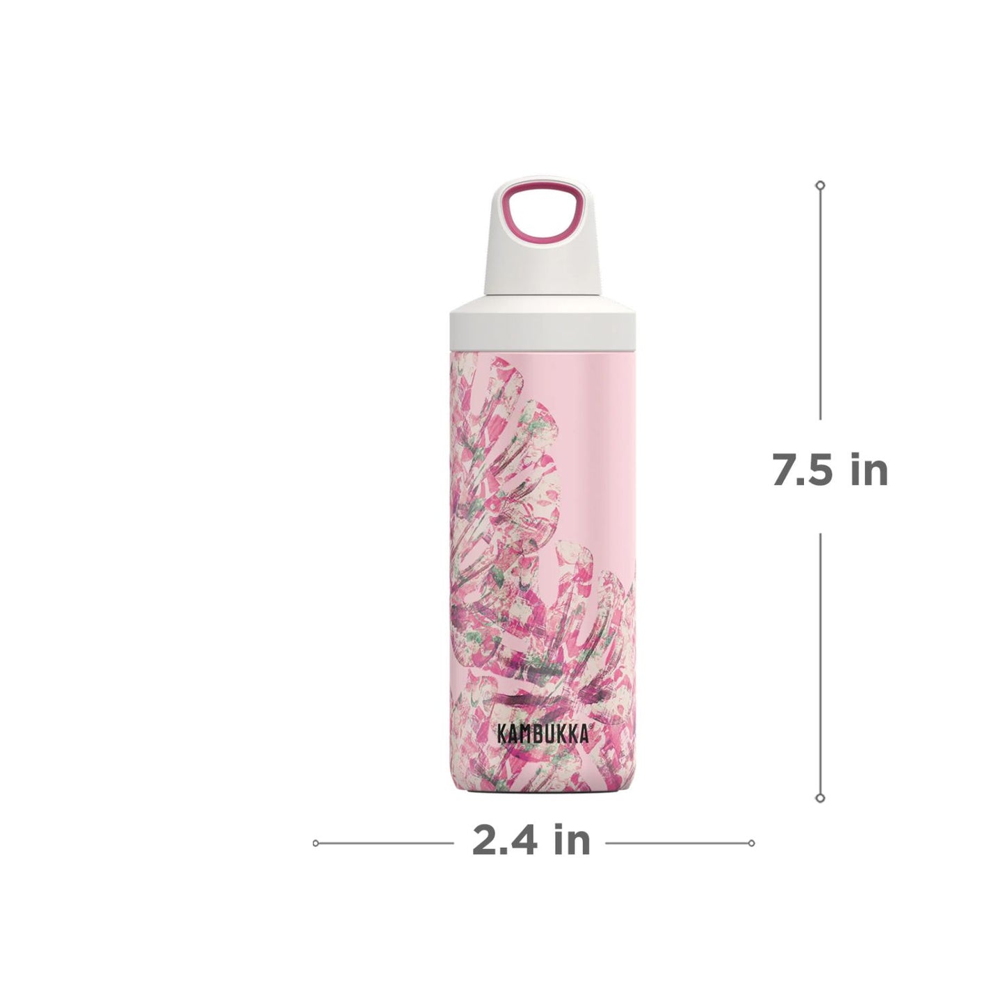 Kambukka Reno Monstera Leaves Stainless Steel Vacuum Insulated Water Bottle With Twist Lid, 500ml