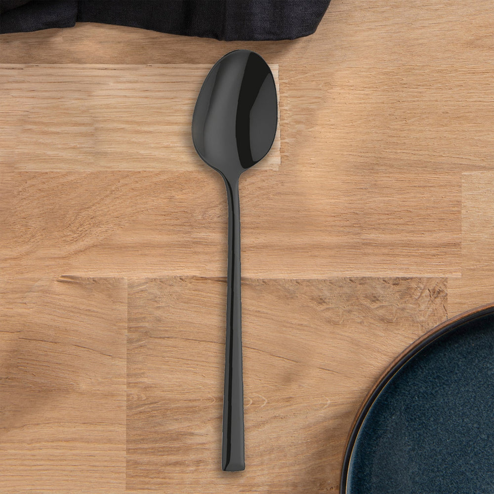 Amefa 5.5" Premium Black Set of 6 Stainless Steel Teaspoons for Tea, Coffee & Dessert, Metropole  Series