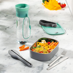 BergHOFF Leo Lunch Set, Water Bottle Flatware and Bento Box, Green