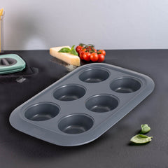 Premium GEM Non-Stick Carbon Steel 6 Cup Cupcake Pan