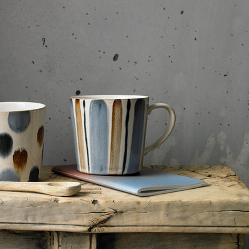 Denby 400ml Premium Handcrafted Painted Large Mug, Brown Stripe