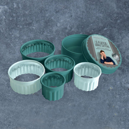 Jamie Oliver Fluted Cookie Cutters, Set of 5 (Atlantic Green)
