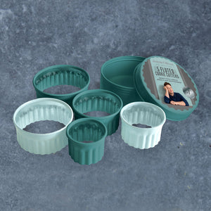 Jamie Oliver Fluted Cookie Cutters, Set of 5 (Atlantic Green)