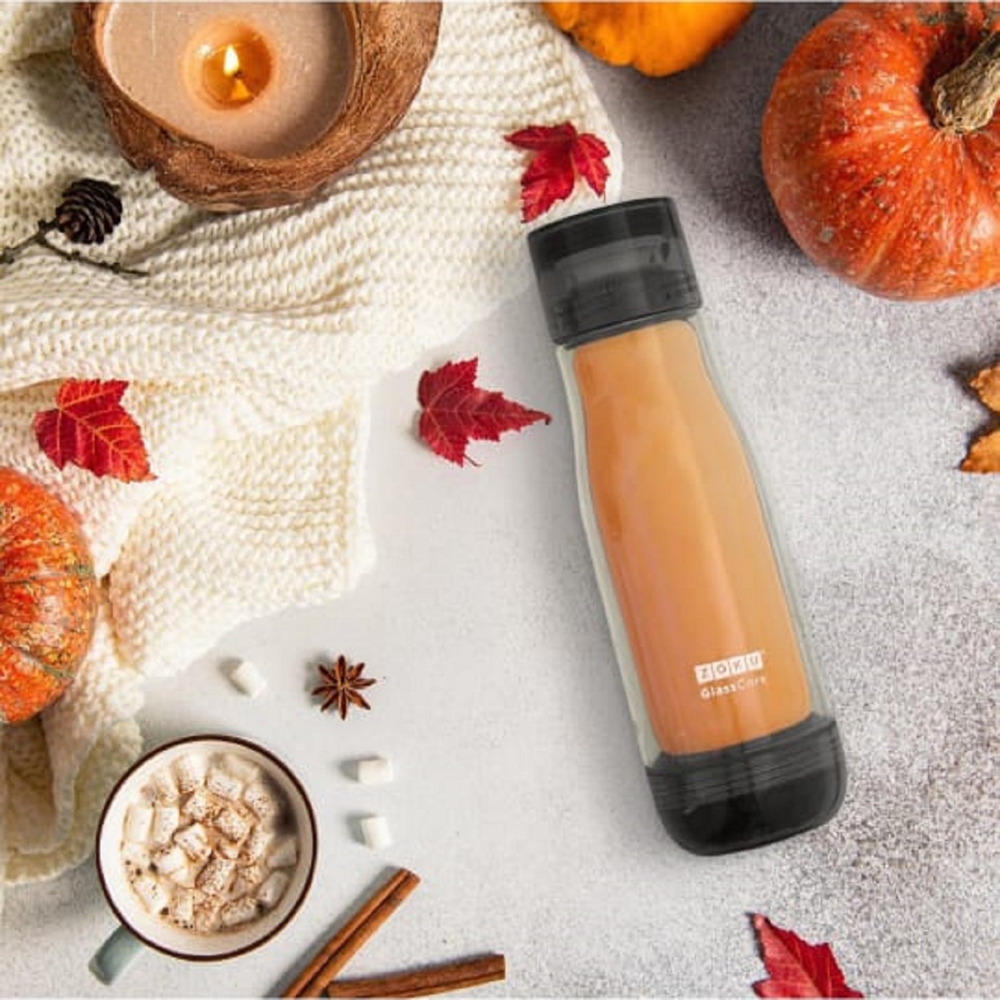 Zoku Glass Core Bottle With Tea Infuser 475ml | Tea Infuser Flask